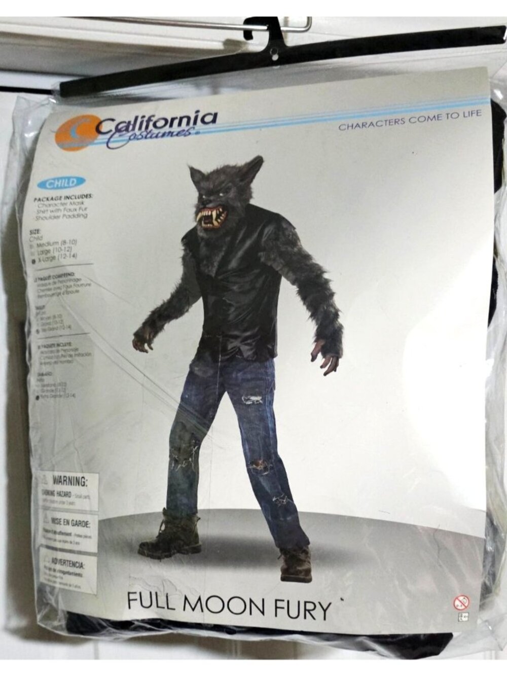 California Costume Full Moon Fury Werewolf Costume Kids 12-14 Halloween Boys NEW